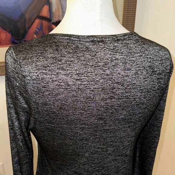 WHBM Black/Silver Long Sleeve Top Size XS - Picture 7 of 9